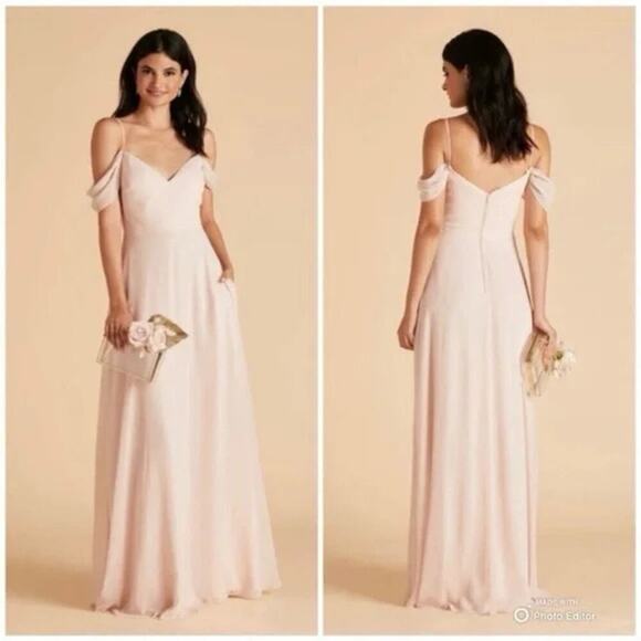 BIRDY GREY Devin Convertible Dress Chiffon Pale Blush Pink Size XS Bridesmaid - Picture 1 of 10